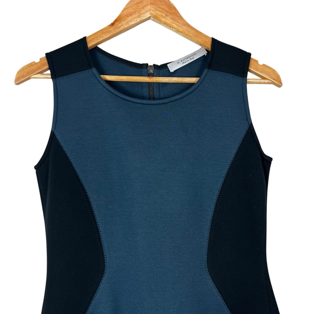 D.Exterior Colorblock Sheath Dress Womens S Teal Sleeveless Career Made in Italy - Picture 2 of 5